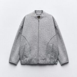 Zara oversized boucle bomber jacket